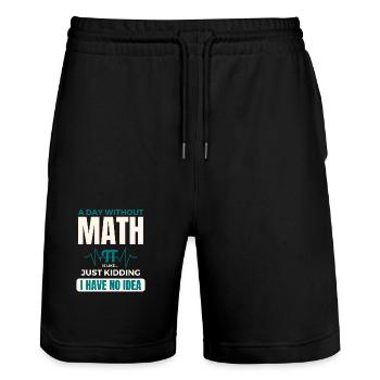 Une journée sans maths, c’est comme une journée de maths Pi - Short de jogging bio TRAINER Stanley/Stella unisexe - noir - Devant - Nik (191cm) & Marisol (170cm)