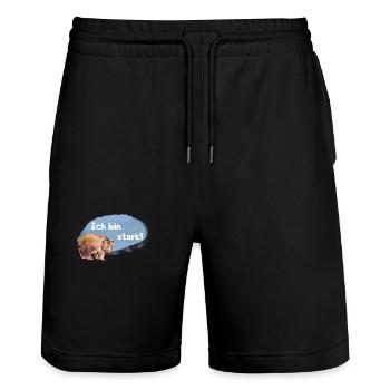 Bär Affirmation für Kinder und Tierliebhaber - Stanley/Stella Unisex Bio Joggingshorts Trainer  - Schwarz - Vorne - Nik (191cm) & Marisol (170cm)