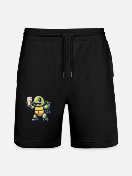 Turtle Beer Pixel - Stanley/Stella Trainer Unisex Organic Jogging Shorts - black