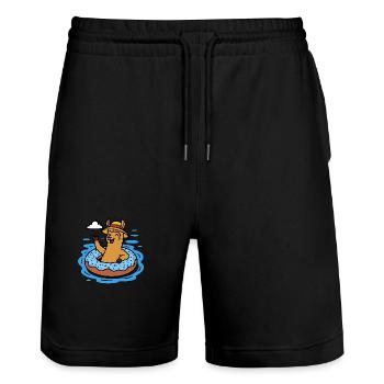 Alpaka mit Donut Schwimmring Lustige Tiere Kinder - Stanley/Stella Unisex Bio Joggingshorts Trainer  - Schwarz - Vorne - Nik (191cm) & Marisol (170cm)