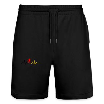 Fussball Herzschlag Deutschland - Stanley/Stella Unisex Bio Joggingshorts Trainer  - Schwarz - Vorne - Nik (191cm) & Marisol (170cm)