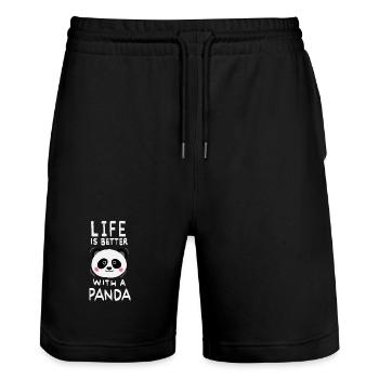 Life Is Better With A Panda - Stanley/Stella Unisex Bio Joggingshorts Trainer  - Schwarz - Vorne - Nik (191cm) & Marisol (170cm)