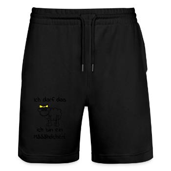 Ein Schaf - Mädchen - Stanley/Stella Unisex Bio Joggingshorts Trainer  - Schwarz - Vorne - Nik (191cm) & Marisol (170cm)