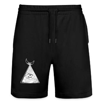 All-seeing eye - Stanley/Stella Trainer Unisex Organic Jogging Shorts - black - Front - Nik (191cm) & Marisol (170cm)