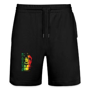 Rasta Lion Rainbow Style - Stanley/Stella Trainer Unisex Organic Jogging Shorts - black - Front - Nik (191cm) & Marisol (170cm)