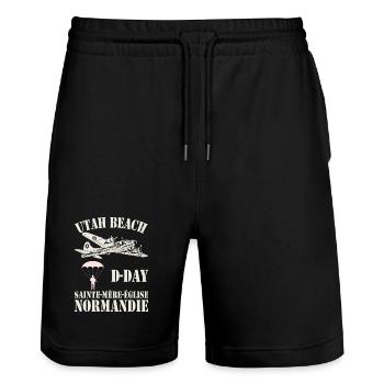 Utah Beach D-Day Sainte-Mère-Église - Stanley/Stella Trainer Unisex Organic Jogging Shorts - black - Front - Nik (191cm) & Marisol (170cm)