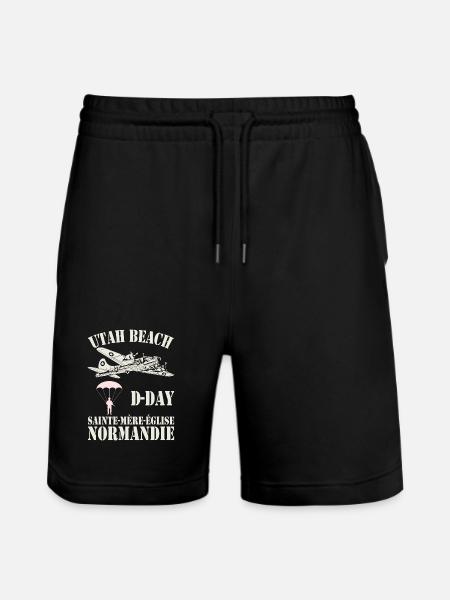 Utah Beach D-Day Sainte-Mère-Église - Stanley/Stella Trainer Unisex Organic Jogging Shorts - black
