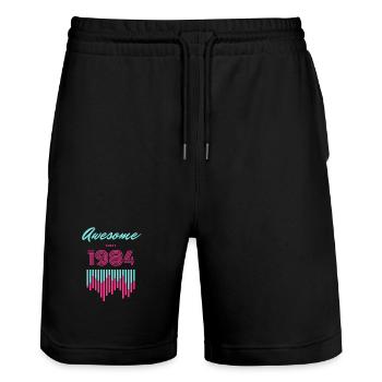 Awesome Since 1984 - Stanley/Stella Trainer Unisex Organic Jogging Shorts - black - Front - Nik (191cm) & Marisol (170cm)