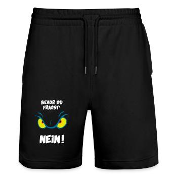 Bevor du fragst: Nein! - Stanley/Stella Unisex Bio Joggingshorts Trainer  - Schwarz - Vorne - Nik (191cm) & Marisol (170cm)