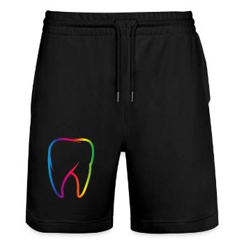 leuchtend bunter Regenbogen Zahn - Stanley/Stella Unisex Bio Joggingshorts Trainer  - Schwarz - Vorne - Nik (191cm) & Marisol (170cm)