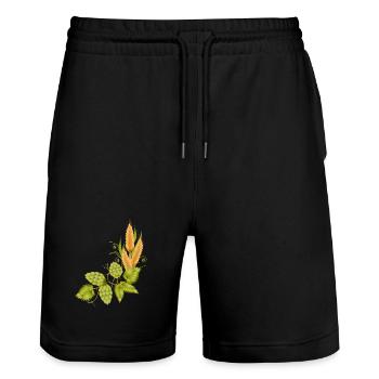 Hops and malt base to brew beer - Stanley/Stella Trainer Unisex Organic Jogging Shorts - black - Front - Nik (191cm) & Marisol (170cm)