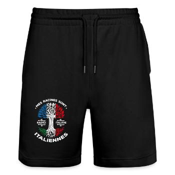 Meine Wurzeln sind italienische Baum Frankreich Italien - Stanley/Stella Unisex Bio Joggingshorts Trainer  - Schwarz - Vorne - Nik (191cm) & Marisol (170cm)