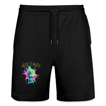 Freestyle Scooter | Kinder Geschenk - Stanley/Stella Unisex Bio Joggingshorts Trainer  - Schwarz - Vorne - Nik (191cm) & Marisol (170cm)