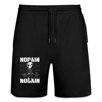 Body Building Skeleton - Stanley/Stella Trainer Unisex Organic Jogging Shorts - black - Front - Nik (191cm) & Marisol (170cm)