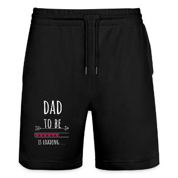 Dad to be Papa Father Announcement Gift - Stanley/Stella Trainer Unisex Organic Jogging Shorts - black - Front - Nik (191cm) & Marisol (170cm)