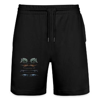 Dinosaurier-Skelett - Stanley/Stella Unisex Bio Joggingshorts Trainer  - Schwarz - Vorne - Nik (191cm) & Marisol (170cm)