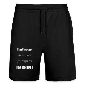 Sauf erreur de ma part jai toujours raison - Short de jogging bio TRAINER Stanley/Stella unisexe - noir - Devant - Nik (191cm) & Marisol (170cm)