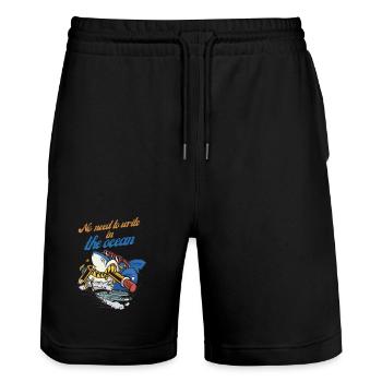 BleistiftHai im Ozeanabenteuer - Stanley/Stella Unisex Bio Joggingshorts Trainer  - Schwarz - Vorne - Nik (191cm) & Marisol (170cm)