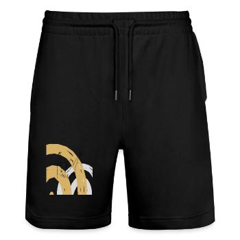 Freundinnen Freundschaft Friendship melawerttext - Stanley/Stella Unisex Bio Joggingshorts Trainer  - Schwarz - Vorne - Nik (191cm) & Marisol (170cm)