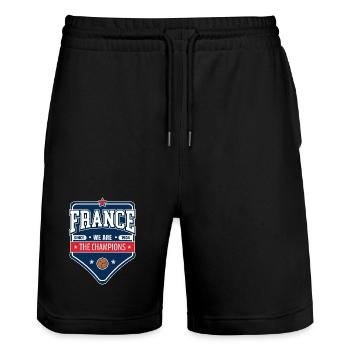Französischer Fußballmeister | Neuer Emblem-Stil - Stanley/Stella Unisex Bio Joggingshorts Trainer  - Schwarz - Vorne - Nik (191cm) & Marisol (170cm)