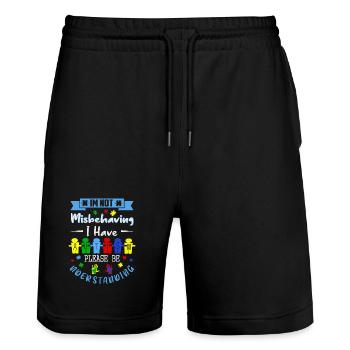 Ich habe Autismus - Stanley/Stella Unisex Bio Joggingshorts Trainer  - Schwarz - Vorne - Nik (191cm) & Marisol (170cm)