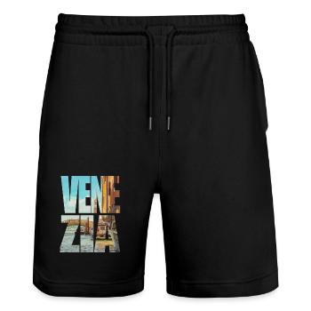Venedig Italien Illustration – Gondel und Canal Roma - Stanley/Stella Unisex Bio Joggingshorts Trainer  - Schwarz - Vorne - Nik (191cm) & Marisol (170cm)