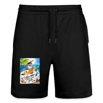 Spruch Humor - Coffee makes Everything possible - Stanley/Stella Unisex Bio Joggingshorts Trainer  - Schwarz - Vorne - Nik (191cm) & Marisol (170cm)