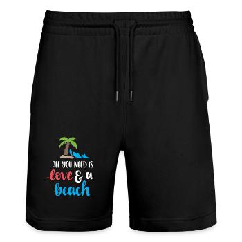 Tout ce dont vous avez besoin est l’amour et une plage - Short de jogging bio TRAINER Stanley/Stella unisexe - noir - Devant - Nik (191cm) & Marisol (170cm)