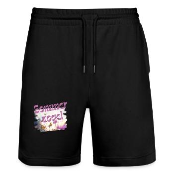 Summer bird - Butterfly - Vocabulary - Stanley/Stella Trainer Unisex Organic Jogging Shorts - black - Front - Nik (191cm) & Marisol (170cm)