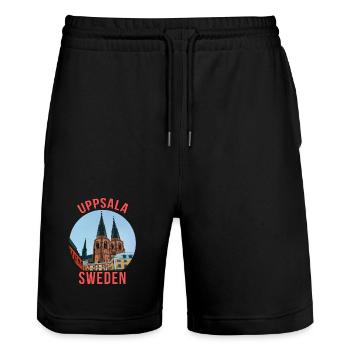 Uppsala Suède - Short de jogging bio TRAINER Stanley/Stella unisexe - noir - Devant - Nik (191cm) & Marisol (170cm)