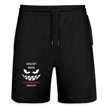 Freundliches Gesicht Grinsen - Stanley/Stella Unisex Bio Joggingshorts Trainer  - Schwarz - Vorne - Nik (191cm) & Marisol (170cm)