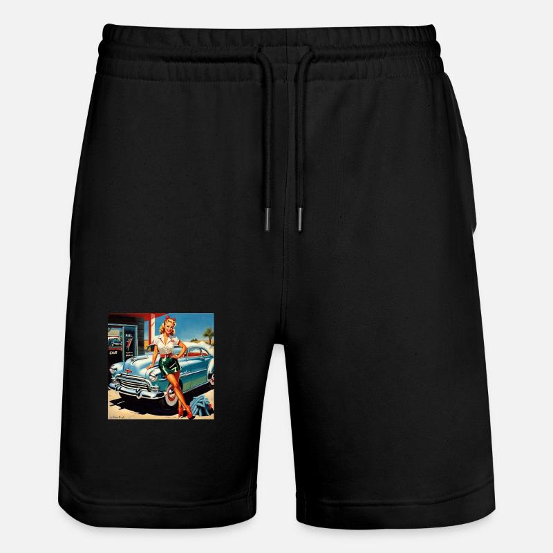 Retro Pinup am Oldtimer - Stanley/Stella Unisex Bio Joggingshorts Trainer  - Schwarz