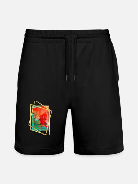 Abstract Fusion with Vibrant Hexagons - Stanley/Stella Trainer Unisex Organic Jogging Shorts - black