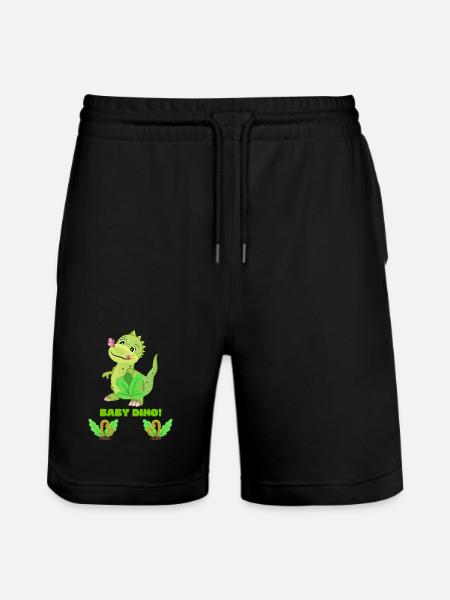Cute Baby Dinosaur Fantasy Illustration - Stanley/Stella Trainer Unisex Organic Jogging Shorts - black