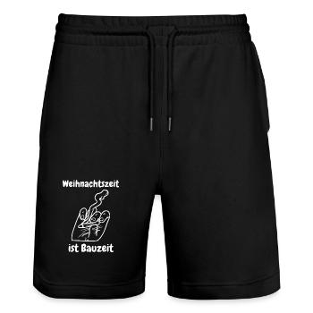 Weihnachtszeit ist Bauzeit - Stanley/Stella Unisex Bio Joggingshorts Trainer  - Schwarz - Vorne - Nik (191cm) & Marisol (170cm)