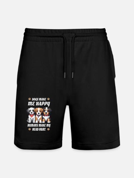 Dogs make me happy... - Stanley/Stella Trainer Unisex Organic Jogging Shorts - black
