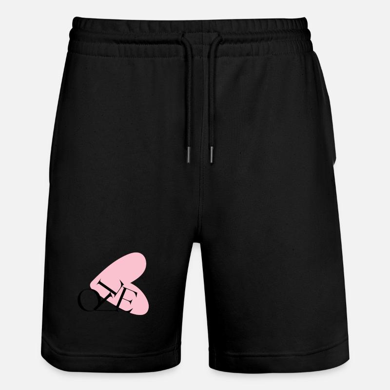 Abstract Heart Typography NE - Stanley/Stella Trainer Unisex Organic Jogging Shorts - black