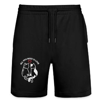 Cats - All You Need is Love - Stanley/Stella Trainer Unisex Organic Jogging Shorts - black - Front - Nik (191cm) & Marisol (170cm)