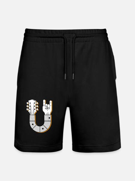 Musical Guitar Hand Sign Illustration - Stanley/Stella Trainer Unisex Organic Jogging Shorts - black