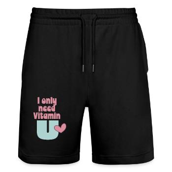 I only need Vitamin U - Stanley/Stella Unisex Bio Joggingshorts Trainer  - Schwarz - Vorne - Nik (191cm) & Marisol (170cm)