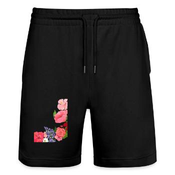 Sommer Blüten Motiv Flower Power - Stanley/Stella Unisex Bio Joggingshorts Trainer  - Schwarz - Vorne - Nik (191cm) & Marisol (170cm)