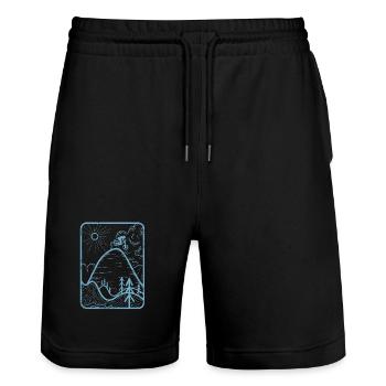 Sonnenaufgang über Berggipfel T-Shirt Design - Stanley/Stella Unisex Bio Joggingshorts Trainer  - Schwarz - Vorne - Nik (191cm) & Marisol (170cm)
