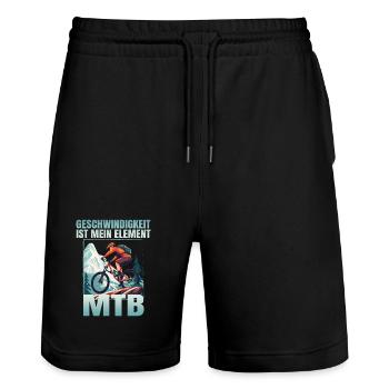 Geschwindigkeit ist mein Element - Stanley/Stella Unisex Bio Joggingshorts Trainer  - Schwarz - Vorne - Nik (191cm) & Marisol (170cm)