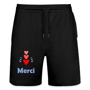 MISTRESS. THANK YOU. THANK YOU MISTRESS - Stanley/Stella Trainer Unisex Organic Jogging Shorts - black - Front - Nik (191cm) & Marisol (170cm)