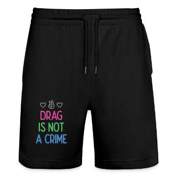 LGBTQ Pride Month - Drag is not A Crime - Stanley/Stella Trainer Unisex Organic Jogging Shorts - black - Front - Nik (191cm) & Marisol (170cm)