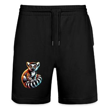 Lemur - Stanley/Stella Unisex Bio Joggingshorts Trainer  - Schwarz - Vorne - Nik (191cm) & Marisol (170cm)