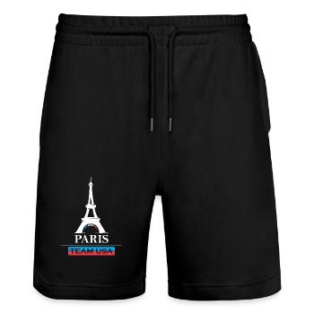 Équipe de Paris Jeux Sportifs des États-Unis Athlète Sportif Logo - Short de jogging bio TRAINER Stanley/Stella unisexe - noir - Devant - Nik (191cm) & Marisol (170cm)