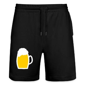 Bière, verre à bière, cadeau de la fête des pères Papa - Short de jogging bio TRAINER Stanley/Stella unisexe - noir - Devant - Nik (191cm) & Marisol (170cm)