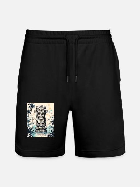 Tiki Statue Asia Art - Stanley/Stella Trainer Unisex Organic Jogging Shorts - black