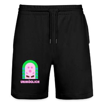 Unmöglich - Stanley/Stella Unisex Bio Joggingshorts Trainer  - Schwarz - Vorne - Nik (191cm) & Marisol (170cm)